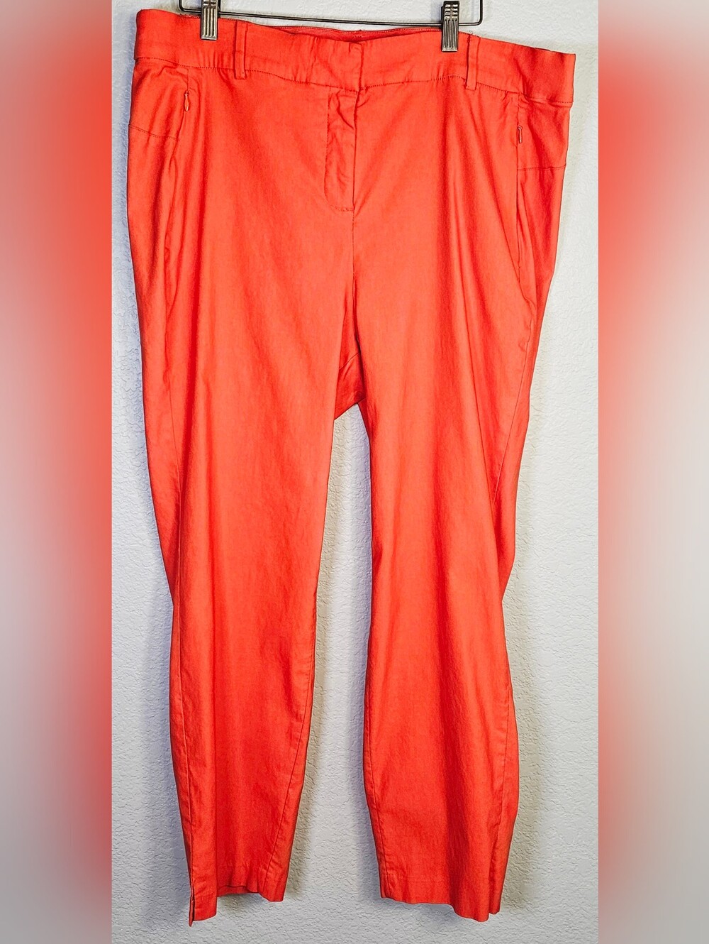 Lane Bryant Orange Stretch Ankle Pants Size 20 Plus Career Casual Pockets